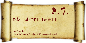 Mátéfi Teofil névjegykártya